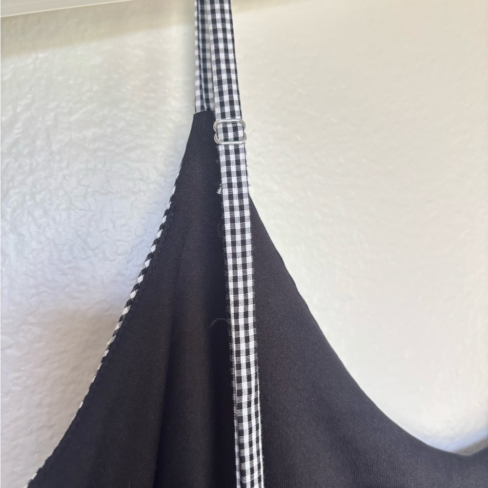 Chelsea & Violet Black-and-White Gingham romper with Red Floral Accents - Picture 10 of 15